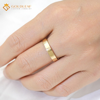 Bague de mariage unisexe en or massif jaune 10K 14K 18K gravée au laser sur mesure Goldleaf, bijoux pour couple