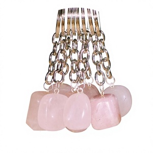 Llavero de Cuarzo Rosa Natural Pulido con Piedras Irregulares de Gujarat para Sanación con Cristales, Decoración del Hogar y Artesanía Feng Shui - Product Image 1