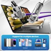 Chargeur USB multi-appareils 4-en-1 à charge rapide 6A avec affichage LED et coudière rotative Type-C pour téléphone portable, imprimante, câble, appareil photo