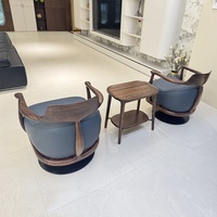 Fauteuil de salon minimaliste italien haut de gamme en bois d'ébène massif, rotation à 360 degrés, accoudoirs non pliables, mobilier de maison