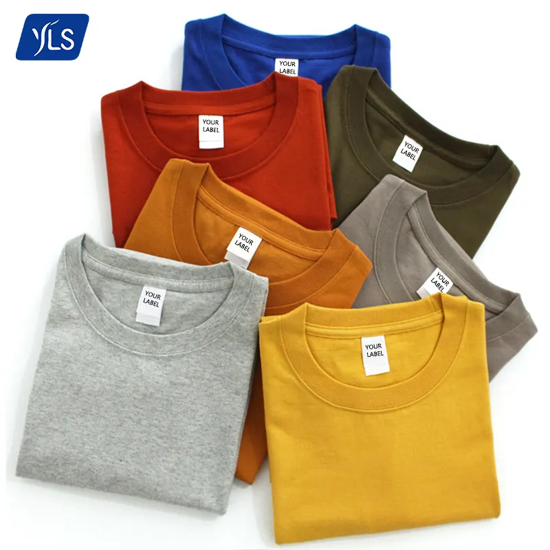 YLS เสื้อยืดผ้าฝ้ายพิมพ์โลโก้,265ก. 9.3ออนซ์ OEM แบบกำหนดเองคุณภาพสูงสำหรับผู้ชาย