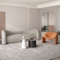 Ensemble de canapés sectionnels en fausse fourrure d'agneau crème style nordique pour petits appartements, salons de beauté, salons, boutiques de vêtements, tissu durable