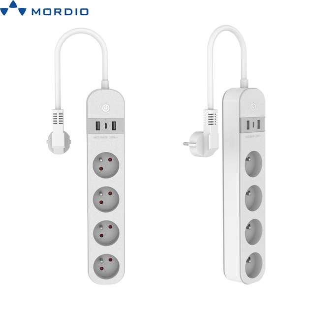EU/FR Standard Tuya Smart Extension Socket with Zigbee/Wi-Fi 2 USB-A & 1 USB-C Ports 16A Power Strip