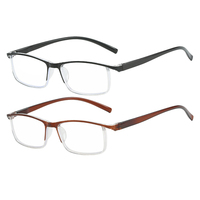 Lunettes de lecture anti-lumière bleue demi-cerclées rectangulaires, monture PC, verres PC, pour hommes et femmes, noir et marron