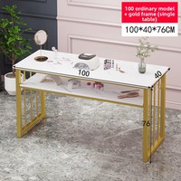 Ensemble de manucure moderne avec plateau en MDF à texture marbre, mobilier de salon, cadre en métal, table et chaise pour salon de manucure