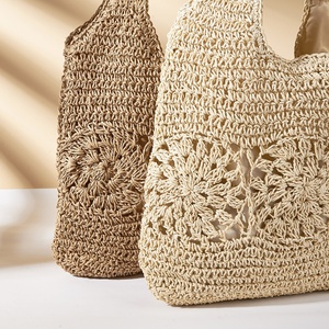 Borsa da Spiaggia in Paglia Intrecciata a Mano, Grande Capacità, Casual, con Chiusura Aperta per Vacanze Estive - Product Image 4