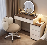 Ensemble coiffeuse de luxe élégant et tendance, style crème, avec miroir lumineux, pour chambre à coucher, pour filles