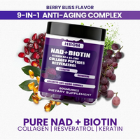 Complément Antioxydant NAD+Plus Collagène Resvératrol Contenant du Nicotinamide Ribose et de la Vitamine, Gummies de Biotine pour Soutenir la Production Naturelle de NAD