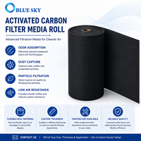 Media Filter Udara Karbon Aktif Kustom, Gulungan Lembaran Filter Serat Hitam untuk Pembuatan Filter Pemurni Udara