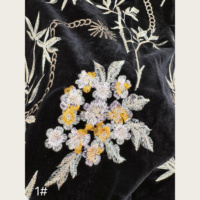 Tissu en velours brodé de style chinois, motif bambou et floral pour Qipao et robe Cheongsam améliorée
