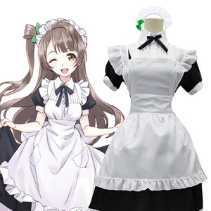 Love Live! Disfraz de sirvienta, vestido largo blanco y negro, traje de cosplay de anime para mujer - Product Image 1