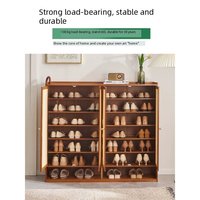 Entrée, rangement de grande capacité, armoire à chaussures simple en bois massif avec bambou