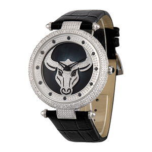 Relojes de Pulsera de Cuarzo para Pareja con Esfera Giratoria de Acero Inoxidable de Primera Calidad con Incrustaciones de Diamantes, Cristal de Zafiro y Correa de Cuero, Modelo "Buena Fortuna" - Product Image 2