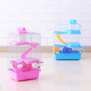 <span class=keywords><strong>Cage</strong></span> à <span class=keywords><strong>hamster</strong></span> en gros avec poignée de transport, roue d'exercice, gamelle et distributeur de nourriture - Product Image 3