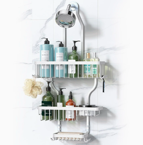 Étagère de douche murale sans perçage pour salle de bain, support de shampoing en aluminium de qualité aérospatiale, rangement mural pour salle de bain - Product Image 1