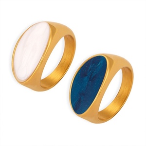 Elegant Jewelry <b>Ring</b> Minimalist Gold Plated Stainless Steel Gemstone Charm <b>Finger</b> <b>Rings</b> for Women - Product Image 4