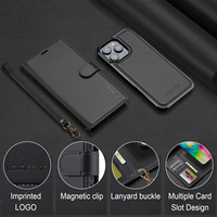 Étui Portefeuille Amovible 2 en 1 en Cuir pour iPhone 17 Pro Max 16 Plus 15 14 S25 Ultra Edge S24 FE A16 A36, Coque Livre Magnétique