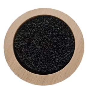 Sous-verre en pierre activée avec cadre en bois circulaire, artisanat naturel fait main, décoration - Product Image 1