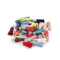 Groothandel 4cm Suède Leren Kwastjes Zilver Gouden Topjes Kunstleer Fluweel voor Sleutelhangerbandjes Sieraden DIY Hangertjes Charms Bedels