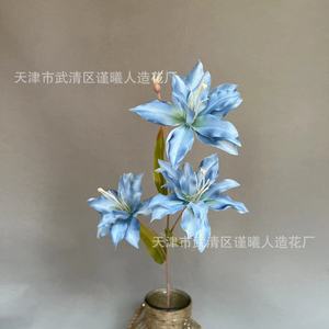 Fleur de lys artificielle Jinxi, tige unique, 3 têtes, fleur en soie pour décoration intérieure, studio photo, décoration de mariage - Product Image 3