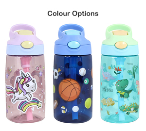 Bouteille d'eau en silicone pour enfants de 480 ml (16 oz) avec paille en Tritan, vaisselle en plastique pour l'école - Product Image 3