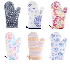 Heat Resistant pot holders silicone BBQ kitchen glove Cooking oven gloves silicone oven mitts