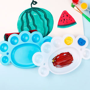 Paleta de pintura de plástico de 8 Agujeros al por mayor, placa mezcladora de colores de pies pequeños para suministros de arte, incluyendo pintura al óleo, venta al por mayor de plástico - Product Image 5