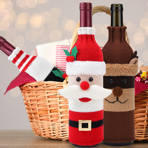 Housse de bouteille de vin rouge tricotée pour la table de Noël – Décoration festive de Noël - Product Image 4