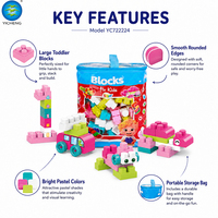 Grand ensemble de blocs de construction pour tout-petits, jouet éducatif pour enfants avec sac de rangement, briques DIY animaux, voitures, chiffres pour enfants