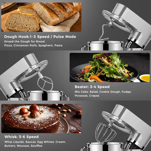 Batteur sur socle électrique 6 vitesses OEM ODM pour cuisine domestique, 1500W, avec bol mélangeur en acier inoxydable 5,5L/6,2L et crochet pétrisseur en <span class=keywords><strong>cuivre</strong></span> pur - Product Image 3