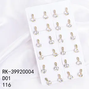 New Oro Laminado Pendientes Aretes De Mujer 14K Gold Plated Zirconia Fine Jewelry Earring Women Lady Hoops Studs Drop Earring