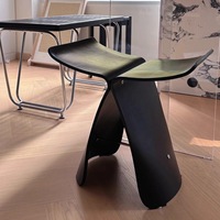 Chaise papillon transformable en support à chaussures - Table basse contemporaine en bois portable et durable avec tabouret bas créatif pour chambre à coucher