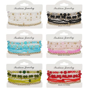Fashion Jewelry Beaded <b>Bracelet</b> <b>Sets</b> 6Pcs Women's Crystal Rhinestone Stackable Gift Fashion Costume Jewelry Made In China - Product Image 1