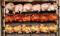 Four à poulet rotatif automatique Shineho, grande machine à griller au charbon de bois, rôtissoire à poulet et dinde avec certification CE