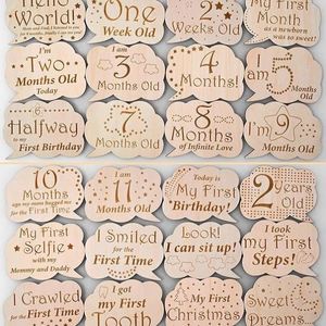 ชุดงานฝีมือไม้ทาสี 12 ชิ้น ขายดีจากซัพพลายเออร์ สำหรับอุปกรณ์ประกอบฉากถ่ายภาพเด็กแรกเกิด การ์ดบันทึกความทรงจำรายเดือนสำหรับเด็ก - Product Image 3
