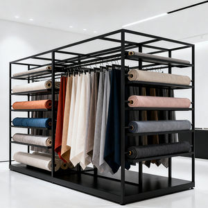 High-End umwelt freundliche benutzer definierte Logo Flat Push Stoff Showroom Roll-Out <span class=keywords><strong>Rack</strong></span> mit Teppich decke Probe - Product Image 5