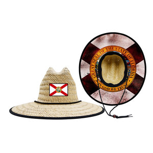 Tùy chỉnh in logo nhân viên cứu hộ mũ rơm với Florida cờ dưới vành cho du lịch câu cá ngoài trời thể thao mặt trời bảo vệ - Product Image 3