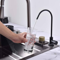 Évier de cuisine moderne en acier inoxydable nano, à cuve unique, rectangulaire, épaisseur 3 mm, surface brossée, multifonctionnel, avec robinet cascade