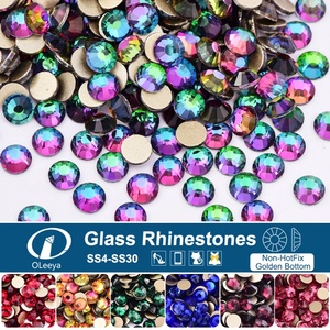 OLeeya Strass en verre à dos plat, tailles mixtes SS4-SS30, doré, non thermocollant, pour nail art et décorations - Product Image 2