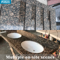 Panneau mural extérieur en granit brun moderne, revêtement de comptoir de cuisine, carreaux de sol, salle de bain extérieure polie et aiguisée