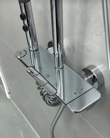 Système de douche en laiton chromé poli, eau froide et chaude, avec pommeau de pluie et jet, et douchette à main pour usage domestique