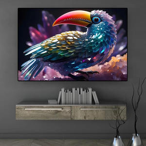 ภาพพิมพ์บนผ้าใบลายสัตว์ประดับกลิตเตอร์คริสตัล ลายสิงโต โลมา <span class=keywords><strong>ปลาทอง</strong></span> กระรอก หงส์ งานศิลปะตกแต่งผนังบ้าน - Product Image 4