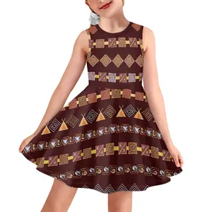 Einzigartiges Design National Pattern Fashion Sommer Mädchen Kleider OEM Manufaktur Indian Tribal Design Freizeit kleider für Kinder Kleid