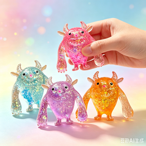 Jouet Squishy Monstre en TPR Souple avec Paillettes de Maltose, Anti-stress, Cadeau, Personnalisation en Gros, Qualité Export, Vente Directe Usine - Product Image 2