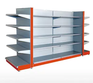 Customized Convenience Shop Display Shelves Interior Design Gondola Racks Stainless Steel Retail Shelving