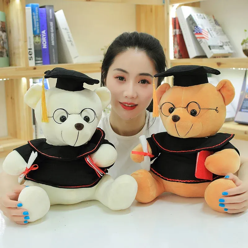 Cute Dr. Bear Plush Toy Stuffed Soft Kawaii Teddy bear Animal Dolls Graduation Gifts for Kids Children Girls