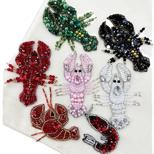 Di alta qualità 3D ricamato di perline per gamberi toppe alla moda fai da te fatte a mano gioielli sacchetto cappello decorativo tessuto adesivi - Product Image 6