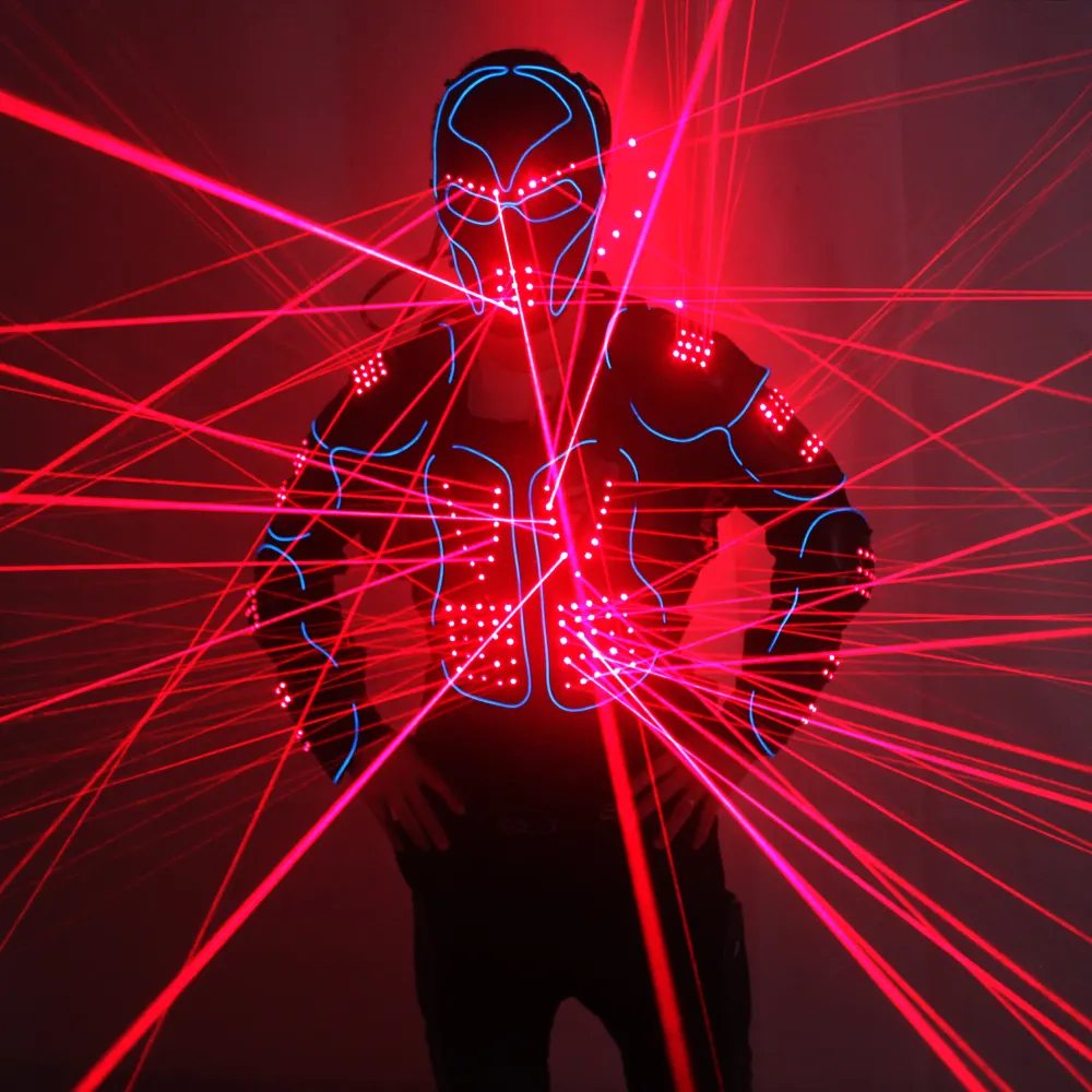Robot láser trajes láser rojo chaleco ropa LED 650nm láser hombre etapa trajes para club nocturno de los artistas intérpretes o ejecutantes