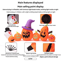 Grande citrouille gonflable lumineuse de 2,5 mètres pour Halloween, décorations d'extérieur pour cour, fantômes électriques à brancher