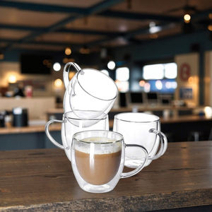 Taza de cerámica de borosilicato alto al por mayor fondo de doble pared personalizado excelente para café frío regalos de negocios clásicos - Product Image 5